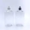 Botella Plástica Transparente Plana Rellenable de 250ml con Tapa Flip-Top para Detergente de Ropa Blanca, Champú y Gel de Ducha Botella Vacía