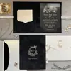 Porta-Cartão de Veludo Novo Personalizado, Convite de Casamento de Veludo, Convite de Acrílico com Estampagem Dourada, Convite de Casamento, Cartão de Casamento