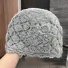 Chapéu de crochê artesanal de camada dupla estilo coreano para mulheres, chapéu de lã tricotado versátil e quente para outono e inverno