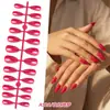 Manicura de Color Sólido Largo Uñas Portátiles Manicura de Gama Alta Uñas Postizas Forma de Almendra Brillantes Uñas Removibles Producto Terminado