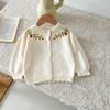 INS Otoño 2024 Suéter Nuevo Chaqueta Cardigan para Bebé Niña Tejido de Punto con Bordado a Mano Chaleco Traje Hakka
