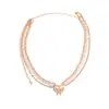 Cadena de Cuerpo de Metal Multicapa Simple Versátil Moda Joyería Transfronteriza Europea y Americana Cadena de Cintura de Mariposa Distintiva con Diamante Perla