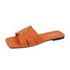 Pantuflas de Mujer 2022 Verano Cuero para Exterior Cabeza Cuadrada Sandalias de Mujer Comercio Exterior Perezosas Talla Grande Zapatos de Playa