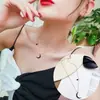 Colar Estrela Negra Lua com Diamantes de Celebridade Online Corrente Clavicular Feminina Personalidade Japonesa e Coreana Alça de Pescoço Gargantilha Colar