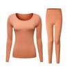 Roupa Modeladora da Pele Base Lixada Roupa Térmica Íntima Feminina Modeladora do Corpo Roupas e Calças de Outono Terno Fino Sem Costura Veludo Leite Gola Redonda