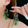 Pendientes Bohemios Largos con Borla de Cuentas Geométricas Estilo Retro Étnico Moda Pendientes con Patrón Dulce para Mujer