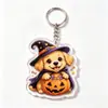 Lindo Llavero Acrílico de Mascota de Halloween Cachorro Gato Momia Fantasma Colgante Creativo para Mochila