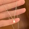 Colar de Pérola Natural de Água Doce em Prata Esterlina S925 para Mulheres, Simples, Elegante, Exquisito, Corrente para Clavícula, Joia de Nicho de Alto Padrão