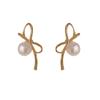 Pendientes de Perla Suaves y Elegantes para Mujer, Líneas Sencillas, Lazo, Clips para Orejas para el Trabajo, Pendientes Versátiles de Lujo Ligero de Nicho