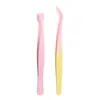 Pinzas para Pestañas Inferiores sin Pegamento, Cabeza Plana de Acero Inoxidable, Pinzas para Extensiones de Pestañas Antiadherentes, Pinzas para Pestañas Postizas Multicolor para Principiantes