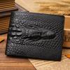 Jinbaolai Exportación Suministro Aliexpress Cartera para Hombre con Cabeza de Cocodrilo Europea y Americana Portatarjetas Cartera de Piel Genuina en Stock