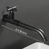 Grifo de Baño de Cobre Empotrado Estilo Ins Negro de 4 Puntos Extendido para Trapeador de Piscina Fría Única Cuenca de Baño Antiguo A prueba de Salpicaduras