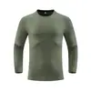 Camiseta Esportiva Masculina Simples Lisa de Manga Longa com Gola Redonda para Primavera e Outono ao Ar Livre, Casual, Slim-Fit, para Corrida, Absorvente de Suor, Elástica