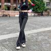 Jeans Preto de Nicho Estilo Americano Feminino Primavera e Outono Meninas Quentes Cintura Alta Aparência Slim Calças Versáteis Calças Retro Micro Flare
