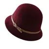 Elegante Chapéu de Feltro de Lã para Mulheres, Versão Coreana Outono e Inverno, Versátil, Emagrecimento Facial, Fedora de Lã, Chapéu de Pescador à Prova de Frio e Quente