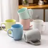 Caneca Estilo Nórdico com Listras Verticais em Relevo Xícara de Cerâmica Copo de Água Doméstico Copo de Café para Escritório Porcelana Branca de Luxo Leve