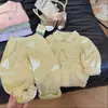 Conjunto de Pijama de Otoño para Niños Dos Piezas Niños Cuadros Manga Larga Casual Set Bebé Niñas Cardigan con Solapa Ropa de Casa
