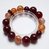 Pulseira Artesanal de Ágata Vermelha de Cristal Natural Sansheng Fireworks para Mulheres, Estilo Novo Versátil, Pulseira de Ágata Que Realça a Pele Clara, Atacado