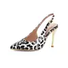 Nuevas Sandalias de Tacón Alto con Estampado de Leopardo, Punta Cerrada y Corte Trasero, Zapatos Sexys para Discoteca, Tallas Grandes 40-45, Zapatos de Exportación de Amazon