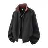 Chaqueta Americana Retro de Cuello Alto Holgada para Hombre de Primavera y Otoño, Abrigo Versátil Casual, Top de Moda Delgado y Elegante