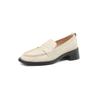 Mocasines Super Suaves de Piel de Cabra Primavera 2024 Punta Redonda Tacón Medio Grueso Zapatos Básicos Versátiles Pequeños de Cuero Zapatos de Cuero Genuino Suela Suave para Mujer