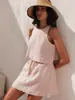Oferta por Tempo LimitadoEstilo Old MoneyColete de Linho Puro Curto Casual Esportivo Top que Mostra a Cintura para Mulheres Blusa de Linho de Verão