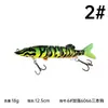 Isca tubarão-bico-de-sonda biónico impressa em 3D, peixe multi-seção, 18g, isca dura de oito seções para pesca em água doce e salgada, adequada para robalo, bagre e blackfish
