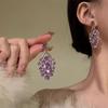 Collar de Zircón Gota de Agua Morada Aretes Traje Mujer Lujo Ligero Alta Gama Accesorios Vestido de Noche Cadena Clavícula