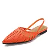 Sandalias de Punta Caladas Nuevo Vintage Rayadas de Punta con Tira Trasera Planas Verano Zapatos Romanos H3308-8