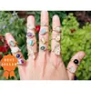 Anillo de cristal sanador de venta caliente transfronteriza anillo de envoltura anillo de gema piedra de cumpleaños sanadora apilamiento