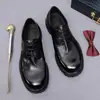 Sapatos Masculinos de Couro com Biqueira Larga, Bico Redondo, Dedão Largo, Couro Genuíno Goodyear, Sapatos Derby Formais Estilo Britânico, Sapatos Masculinos de Couro de Vaca Lavado Resistentes