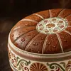 Puf de almacenamiento vintage con diseño de conchas para ventana saliente de sala de estar, reposapiés con almacenamiento, puf en forma de calabaza, taburete/banco de almacenamiento multiusos