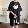 Pantalones de Cinco Puntos Estilo Ins Harajuku Casual Verano Hombres Manga de Cinco Puntos Conjunto Casual Tendencia Nuevo Tejido Waffle Japonés