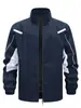 Jaqueta corta-vento com capuz masculina transfronteiriça esportiva casual para atividades ao ar livre, modelagem solta, versátil, moderna, com retalhos, comércio exterior
