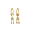 Nuevos Pendientes Retro de Acero de Titanio en Forma de Herradura en U para Mujer, Modernos y Versátiles, Diseño de Lujo Ligero de Nicho, Juego de Joyería que no se Desvanece