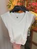 Blusa de Verão com Cintura Plissada, Decote V, Mangas Curtas Borboleta Pequenas, Design Sexy Slim Niche, Camiseta para Mulheres
