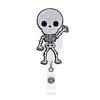 Halloween Fieltro Bordado Cabeza de Calabaza Calavera Murciélago Arañas Retráctil Giratorio Fácil de Tirar Hebilla para Tarjeta de Identificación Fácil de Tirar