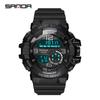 SANDA SANDA 387 Reloj Electrónico Deportivo para Hombre Correa de Resina Reloj para Hombre Alarma Luminosa Reloj para Hombre