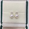 Brincos de Pérola Natural de Água Doce Estilo Princesa para Mulheres, Brincos de Pérola Estilo Princesa Diana, Brincos Banhados a Ouro 18K, Agulhas de Prata 925