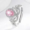 Anillo de Moda para Mujer Estilo Nueva Princesa Transfronterizo 6*8mm Diamante Rosa Diseño Coreano de Nicho Lujo Accesible Anillo Joyería