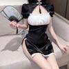Lingerie Sexy Três da Manhã Atacado Retro Girl Cheongsam Manga Curta Fenda Sexy Paixão Tentação Entrega 1161
