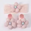 Tecido Seda Brilhante Flor de Cinco Pétalas Primavera e Verão Acessórios de Cabelo Renda Floral Faixa de Cabelo Adorno de Cabeça Conjunto de Meias Infantis