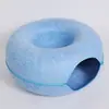 Nido de gato de fieltro transpirable Casa para gatos de cuatro estaciones Agujero perforado Cueva para gatos Cerrado con cremallera Juguete Túnel para gatos Nido de gato tipo dona
