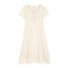 Vestido Bordado con Cuello Cuadrado con Volantes Estilo Francés Verano Talla Grande mm para Gorditas Cubre Cintura Adelgazante Falda 65420