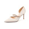 Belo Salto Agulha Bico Fino Feminino de Alta Qualidade para Vestido Strass Solado Macio Personalizado Lateral Vazada Sapatos Femininos Sapatos de Verão