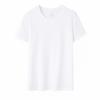 Playera Blanca Pequeña de Verano para Mujer Nueva Algodón Playera para Mujer Cuello Redondo Jersey Color Sólido Simple Seda Hielo Amoniaco Líquido Manga Corta