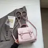 Mochila Simples Estilo College Doce Estilo Coreano Nova Verão 2025 Bolsa de Mão Quadrada Pequena Texturizada Moderna para Mulheres