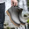 Botas de Lluvia Cortas de Moda para Hombre, Zapatos Casuales Blancos, Botas de Lluvia para Exteriores de Primavera/Verano, Zapatos de Goma Deportivos para Viajes, Botas de vadeo para el Trabajo