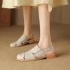 Sandalias Romanas de Verano 2026, Estilo Nuevo, Punta Redonda, Huecas, para Mujer, Sandalias de Punta Cerrada con Tacón Bajo Grueso, Espalda Abierta, para Mujeres Bajitas