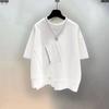 Camiseta de Manga Corta Marca de Moda de Verano Estilo Hong Kong para Hombre Ins Versátil Diseño de Costuras con Cremallera Holgada Moda para Hombre de Media Manga Guapo